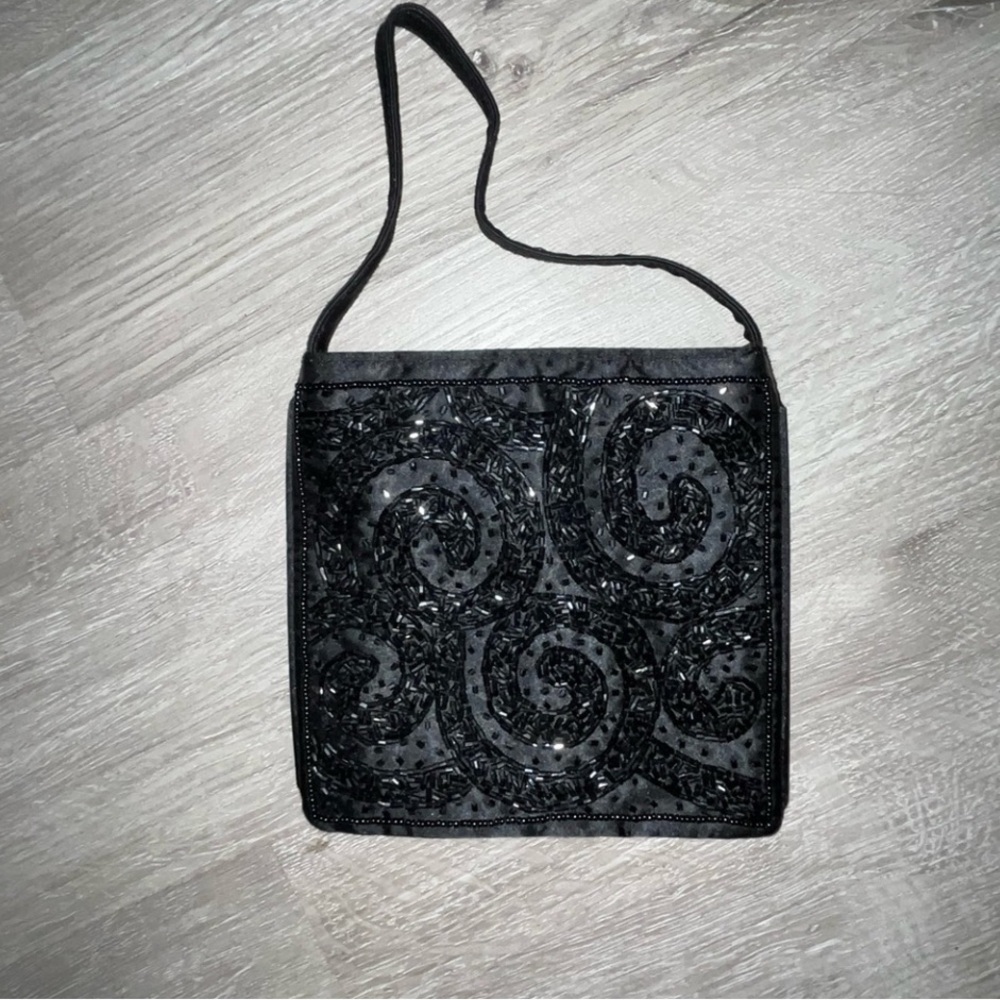 Elegant Black Beaded Women's Bag